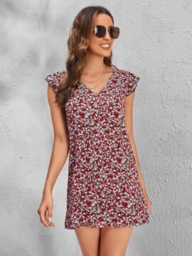 Vestido con Fruncido Floral - S