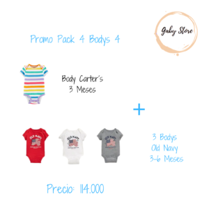 Combo 1 - Pack 4 Bodys - 3/6 Meses
