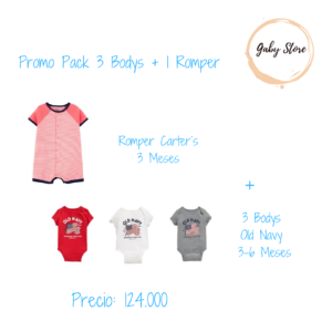 Combo 2 - Pack 3 Bodys + 1 Romper - 3/6 Meses