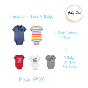 Combo 20 - 5 Bodys - 3/6 Meses