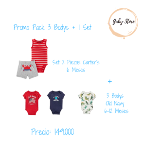 Combo 5 - Set 2 Piezas + 3 Bodys - 6/12 Meses