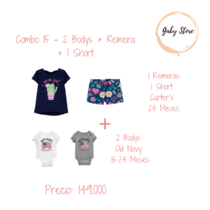 Combo 15 - 2 Bodys + 1 Remera + 1 Short