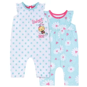Pack 2 Romper Celeste Girls - 0/3 Meses