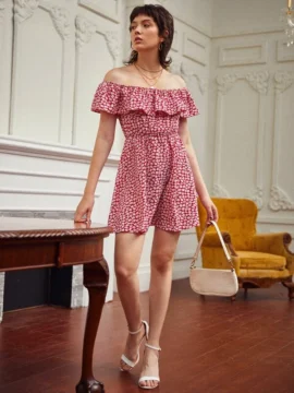 Vestido Hombro Descubierto Floral - XS
