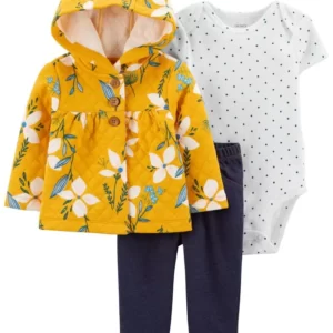 Set 3 Piezas Cardigan Floral - 9 Meses