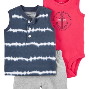 Set 3 Piezas Remera MC Azul - 12 Meses