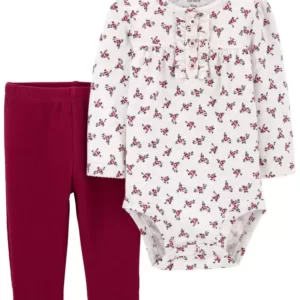 Set 2 Piezas Floral Bordo - 9 Meses