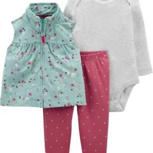 Set 3 Piezas Floral Little Vest - 3 Meses
