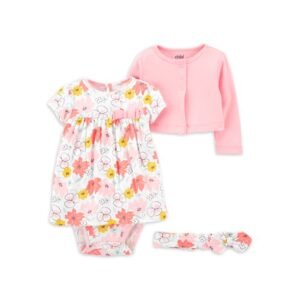 Set 3 Piezas Floral + Vincha - 12 Meses