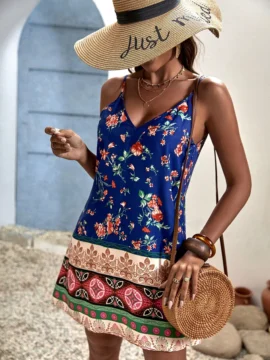 Vestido de tirantes con estampado floral - L